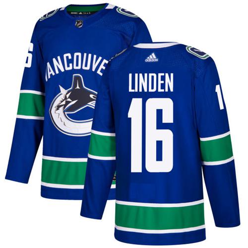 Adidas Men Vancouver Canucks #16 Trevor Linden Blue Home Authentic Stitched NHL Jersey->vancouver canucks->NHL Jersey